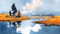 draw a watercolor landscape illustration