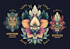draw floral crest with fantasy or mystical mood