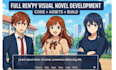 build anime style renpy visual novel coding, art integration and full vn