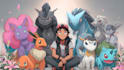 draw you pokemon trainer and their team with background