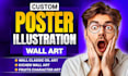 custom wall art illustrations for home or office