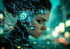 do a high quality sci fi character with glowing effects