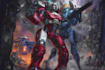 draw a gundam and mecha robot concept art