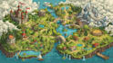 draw cartoon fantasy map illustration, doodle hand drawn