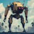 cyberpunk or sci fi style robot or portrait painting