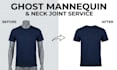 do symmetrical ghost mannequin, neck joint, clothing  editing