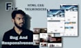 fix HTML CSS tailwind CSS bugs errors and responsive issues