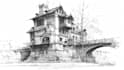 sketch houses and buildings