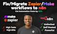 fix or migrate your zapier, make com, API automation workflows to n8n automation