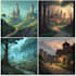 illustrate environments, landscapes, board game, concept art
