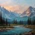 paint landscape in real oil painting on canvas