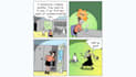 draw a 4 panel cartoon comic strip