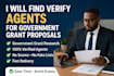find verify agents for government grant proposals