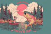 draw retro fun fishing design