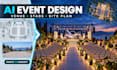 create ai event stage design, venue layout and realistic site plan visualization