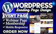 setup wordpress webinar event membership landing page design mobile responsive