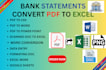 convert bank statement PDF to excel, CSV, google sheets, xls