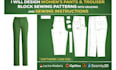 women pants, trouser block sewing patterns with grading and sewing instructions