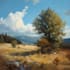 paint landscape in real oil painting on canvas