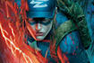 create dramatic comic book cover illustration