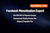 create new payout of facebook content monetization page, fb cm page