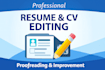 professional resume and CV editing