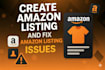 fix amazon listing errors, suppressed asins, variations and inactive listings