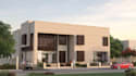 restructure villa facade, low rise apartment 3d design, render masonry building