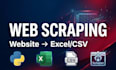 scrape website data and deliver it in excel or csv
