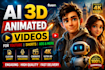 design 3d pixar style cartoon avatars character animation ai art