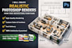 create realistic photoshop renders from your architectural floor plans