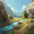 draw a 2d game landscape background art