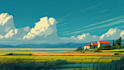 illustrate beautiful flat landscape illustration art