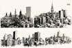 draw minimal cityscape, architecture, landscape, landmark art