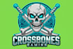 design awesome style crossbones mascot logo with express delivery