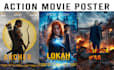 professional hollywood style action movie posters