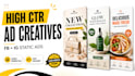 design high converting facebook and instagram static ad creatives on canva