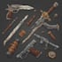 design creative concept art of weapons and items