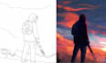 minimalist line art style 1 person