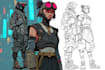 create a sci fi character illustrations and futuristic