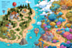 create event, tourist, and fantasy map illustration