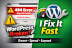 fix wordpress errors, bugs, speed, or layout issues fast