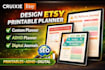 design etsy printable planner, adhd planner digital journals