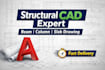do professional structural autocad drawing with beam column and slab