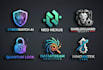 design modern startup, technology, and cyber security logo