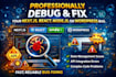 do professionally debug and fix your nextjs, react, nodejs, or wordpress bug