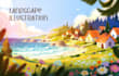 draw detailed scenery and landscape illustration