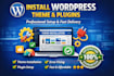 install and configure wordpress theme and plugins