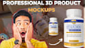 create realistic 3d mockups bottle, jar supplements product