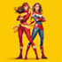 create superhero character logo and friendship portrait